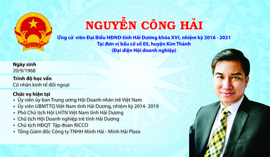 Danh sách những Doanh nhân trẻ ứng cử Đại biểu Hội đồng nhân dân tỉnh Hải Dương khóa XVI khóa XVI, nhiệm kỳ 2016-2021 theo đơn vị bầu cử